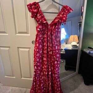 Floral Red Maxi Dress